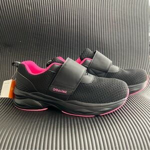 Ortho+Rest | NWT pink & black velcro sneakers. Size US women’s 11
